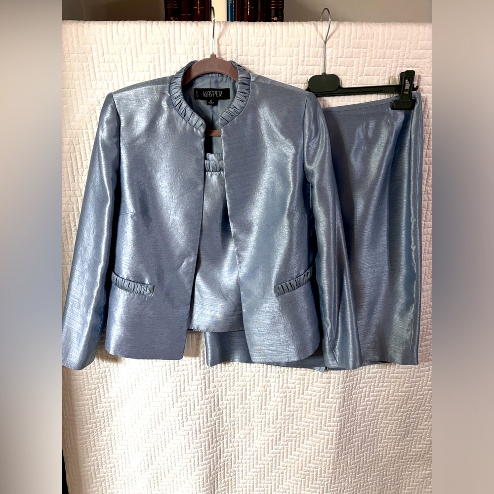 Metallic Light Blue Two-Piece Dress Suit